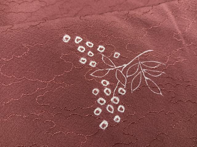 平和屋着物∞道行コート ロング丈 絞り 枝花文 鈴乃屋扱い 正絹 逸品 BAAT8951gt