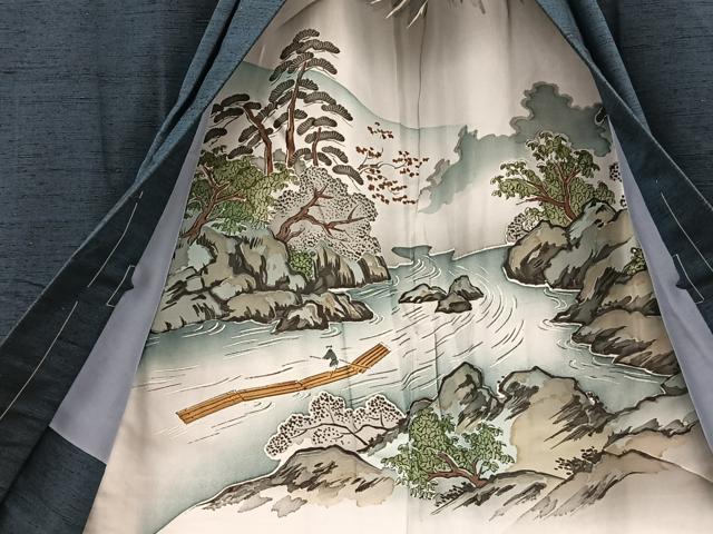 平和屋着物∞男性 長羽織 紬 霞文 正絹 逸品 未使用 BAAT8954gt