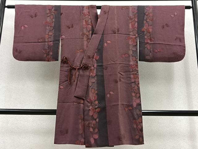 平和屋着物∞道中着 ロング丈 ふくれ織 舞蝶文 暈し染め 正絹 逸品 BAAT8968gt