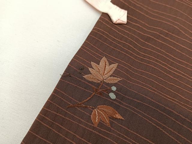 平和屋着物∞道行コート ロング丈 総刺繍 枝葉文 正絹 逸品 未使用 BAAT8970gt