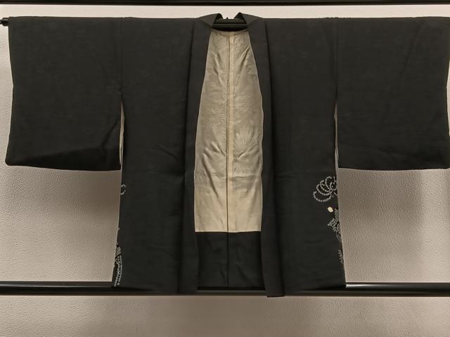 平和屋着物∞羽織 絞り 菊 黒地 正絹 逸品 BAAT8983gt