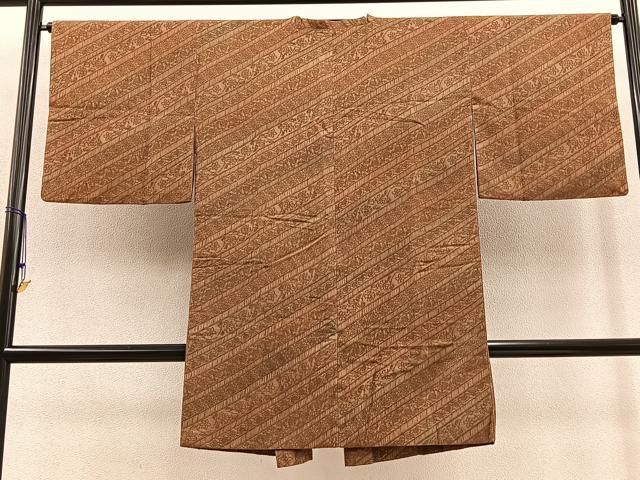 平和屋着物∞道行コート ロング丈 ふくれ織 更紗花文 暈し染め 正絹 逸品 BAAT8989gt