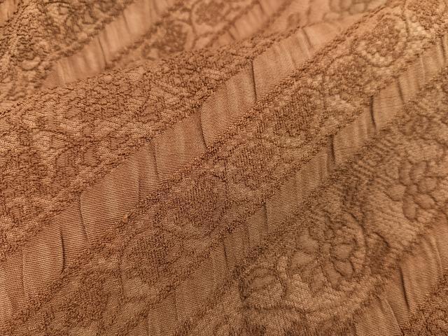 平和屋着物∞道行コート ロング丈 ふくれ織 更紗花文 暈し染め 正絹 逸品 BAAT8989gt