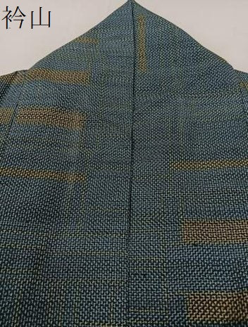 平和屋着物▽上質な紬 単衣 幾何学文様 正絹 逸品 BAAT9022yc