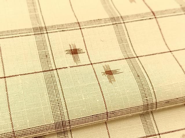 平和屋着物▽お召 単衣 格子柄 さが美扱い BAAT9025yc