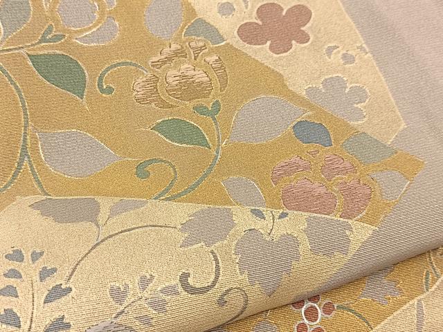 平和屋着物▽訪問着 単衣 刺繍 切嵌草花文 金彩 正絹 逸品 BAAT9045yc