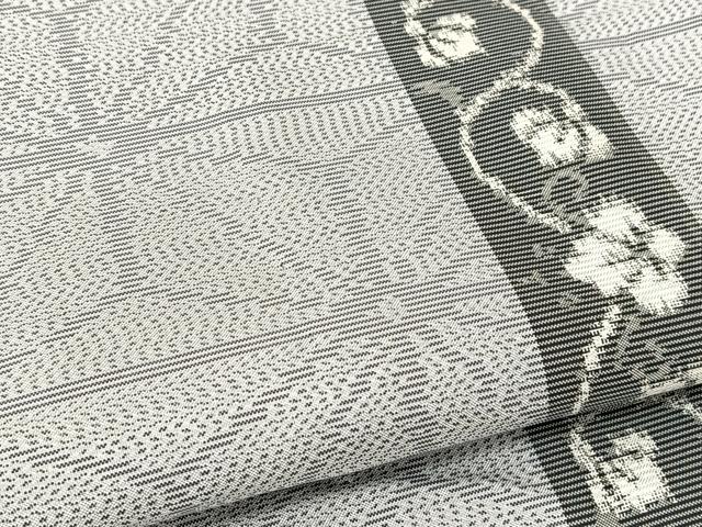 平和屋着物▽本場大島紬 単衣 麻の葉花唐草間道 正絹 逸品 BAAT9054yc