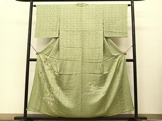 平和屋着物▽訪問着 単衣 絞り 秋草文 金彩 三越扱い 正絹 逸品 BAAT9064yc