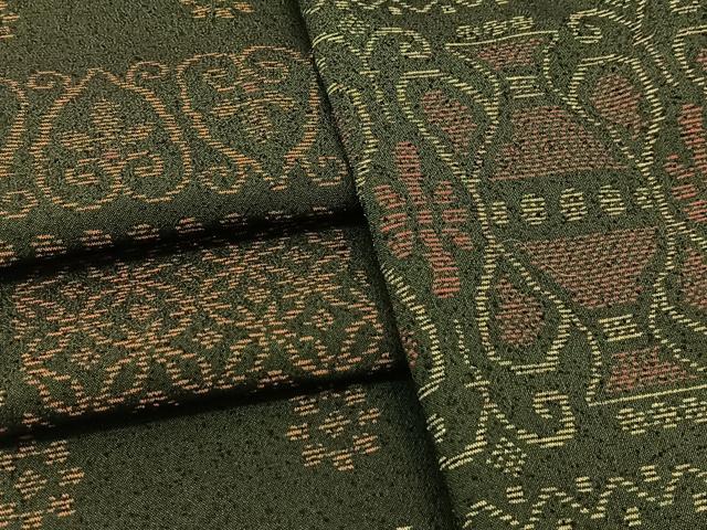 平和屋着物▽本場大島紬 薩摩結城 単衣 陶器花文 正絹 逸品 BAAT9065yc