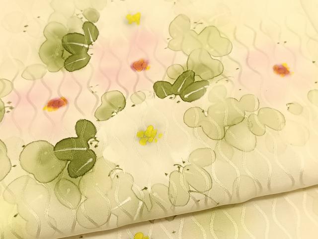 平和屋着物▽訪問着 単衣 手描き 草花文 正絹 逸品 BAAT9070yc