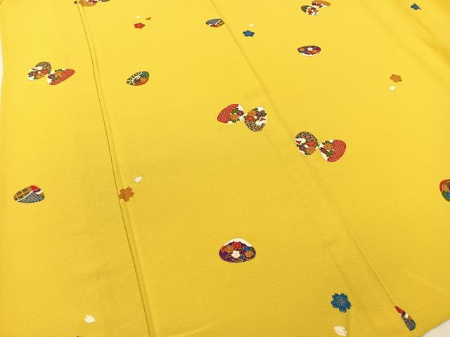 平和屋着物▽上質な小紋 単衣 貝合せ吉祥花文 金彩 正絹 逸品 BAAT9088yc