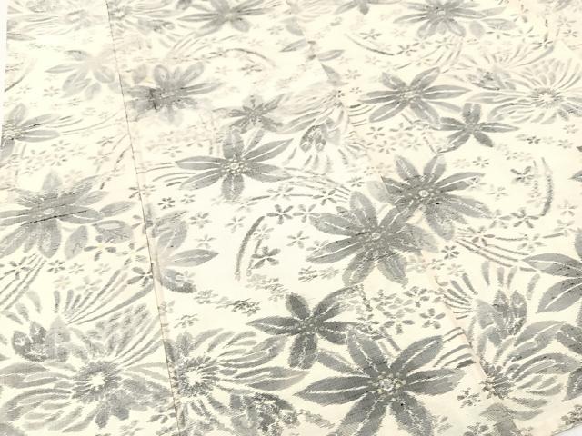 平和屋着物▽上質な紬 単衣 花尽くし 正絹 逸品 BAAT9106yc