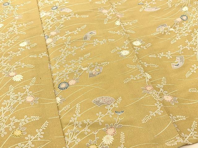 平和屋着物▽上質な小紋 単衣 地紙花文 正絹 逸品 BAAT9125yc