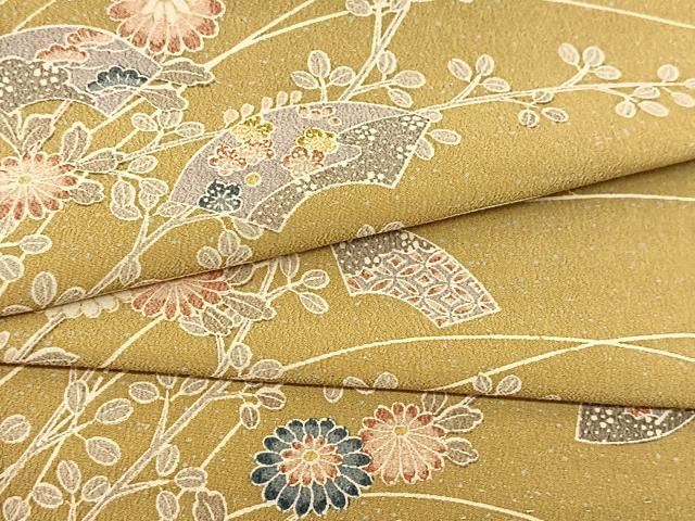 平和屋着物▽上質な小紋 単衣 地紙花文 正絹 逸品 BAAT9125yc