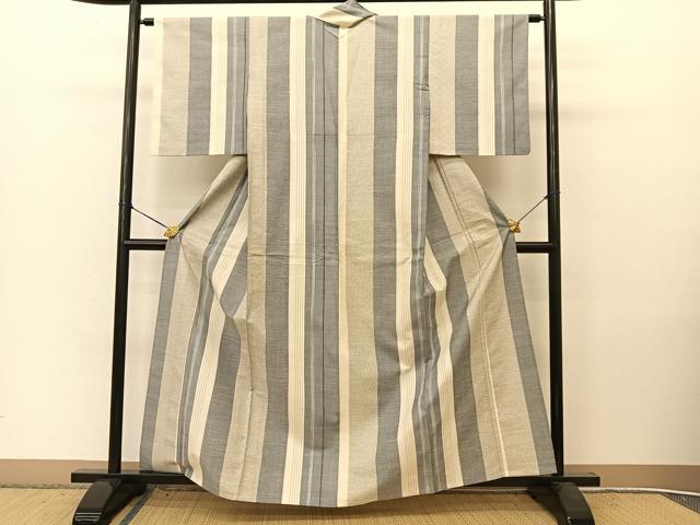 平和屋着物▽上質な紬 単衣 100亀甲 間道 正絹 逸品 BAAT9141yc