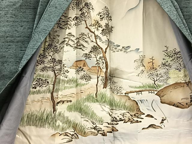 平和屋着物∞男性 長羽織 霞文 正絹 逸品 未使用 BAAT9268gt