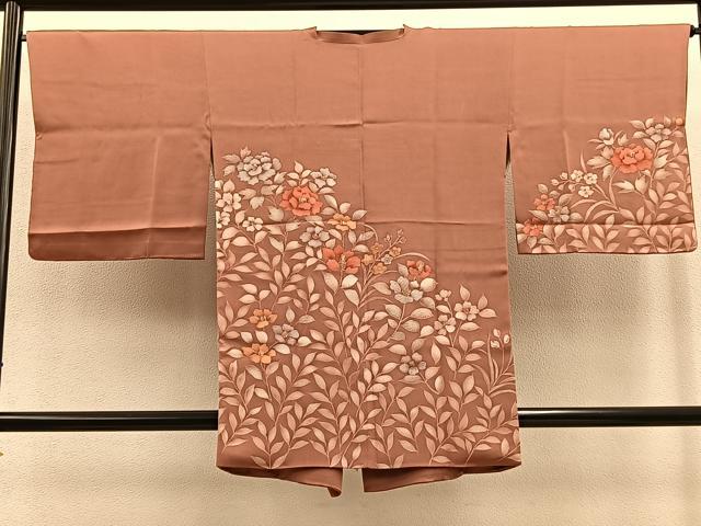 平和屋着物∞道行コート ろうけつ染め 枝花文 正絹 逸品 BAAT9272gt