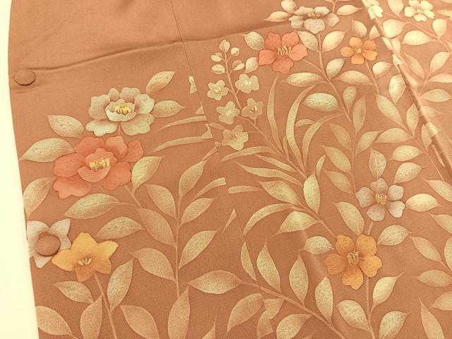 平和屋着物∞道行コート ろうけつ染め 枝花文 正絹 逸品 BAAT9272gt