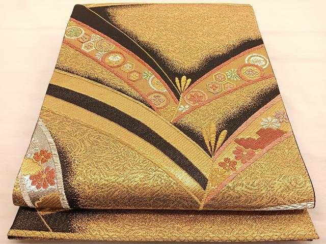 平和屋着物◎六通柄袋帯 若松葉花丸文 金銀糸 正絹 逸品 BAAT9309hv
