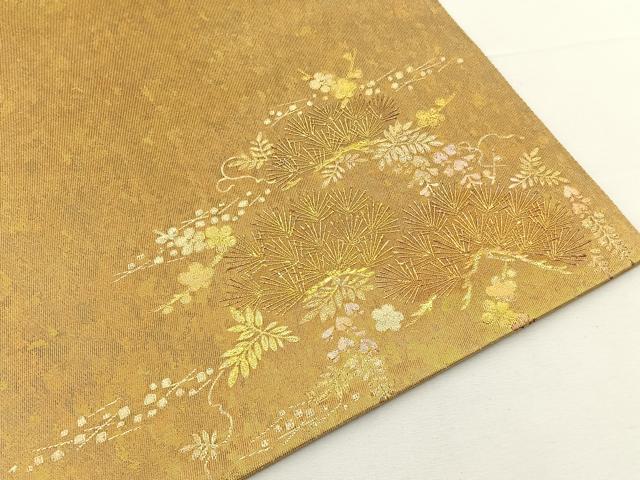 平和屋着物◎太鼓柄袋帯 飛鶴松梅文 金彩 正絹 逸品 BAAT9656hj