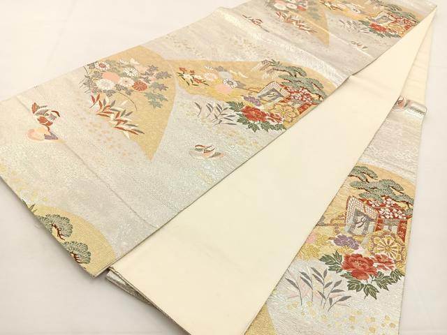 平和屋着物◎六通柄袋帯 唐織 山重秋草小袖 金銀糸 正絹 逸品 BAAT9780hj