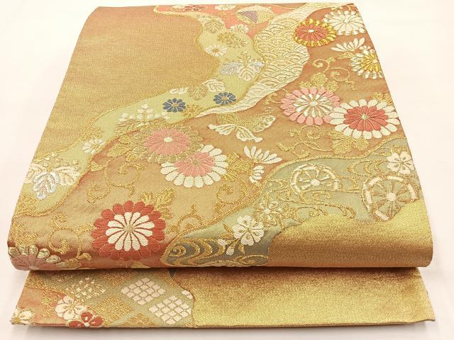 平和屋着物◎六通柄袋帯 唐織 秀彩 オーロラ道長文 金銀糸 正絹 逸品 BAAT9782hj