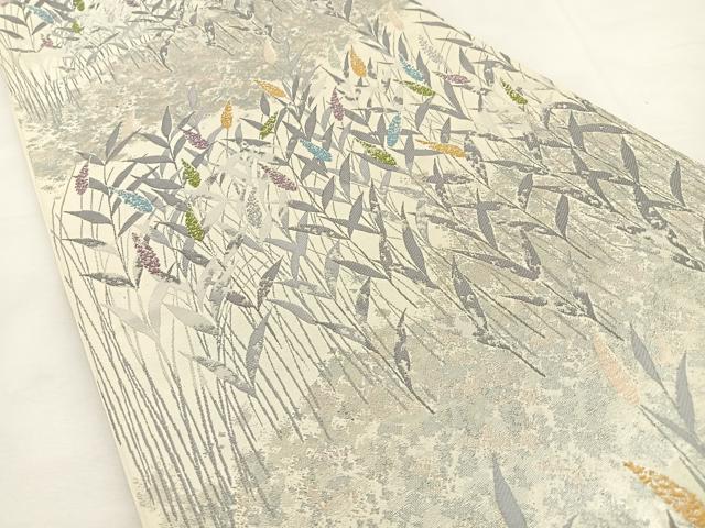 平和屋着物◎六通柄袋帯 水辺 銀糸 正絹 逸品 BAAT9791hj