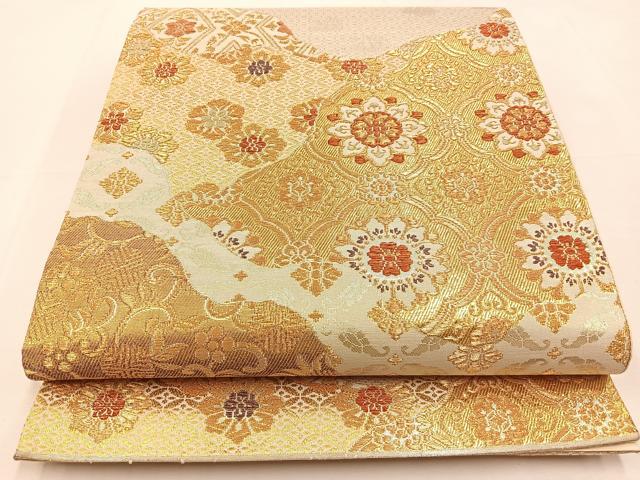 平和屋着物◎六通柄袋帯 金恵裂 正絹 逸品 BAAT9864hj