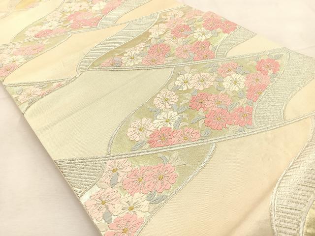平和屋着物◎六通柄袋帯 唐織 桜 金銀糸 正絹 逸品 BAAT9964hj