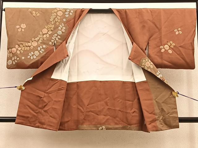 平和屋着物∞道行コート 絞り 草花文 金彩 正絹 逸品 BAAU0015gt