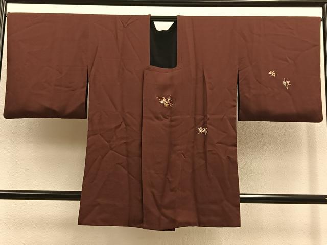 平和屋着物#道行コート ロング丈 リバーシブル 総刺繍 草花文 金糸 正絹 逸品 BAAU0017gt