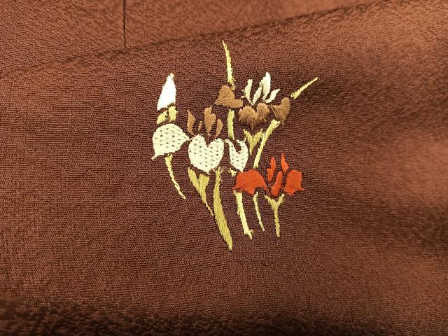 平和屋着物#道行コート ロング丈 リバーシブル 総刺繍 草花文 金糸 正絹 逸品 BAAU0017gt