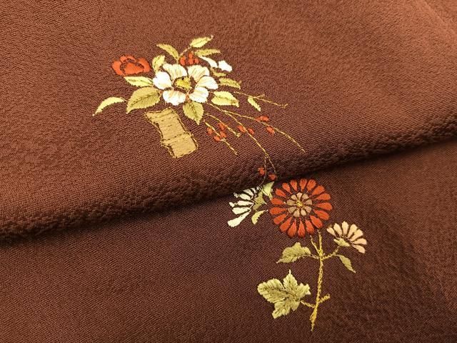 平和屋着物#道行コート ロング丈 リバーシブル 総刺繍 草花文 金糸 正絹 逸品 BAAU0017gt