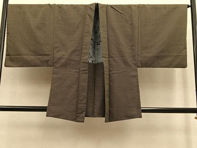 平和屋着物∞男性 羽織 紬 100亀甲 総詰め 正絹 逸品 BAAU0021gt