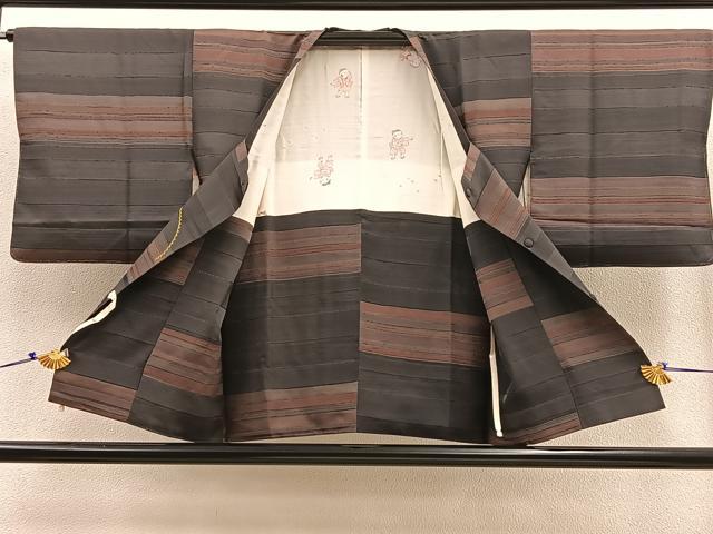 平和屋着物∞道行コート 横段文 正絹 逸品 BAAU0023gt