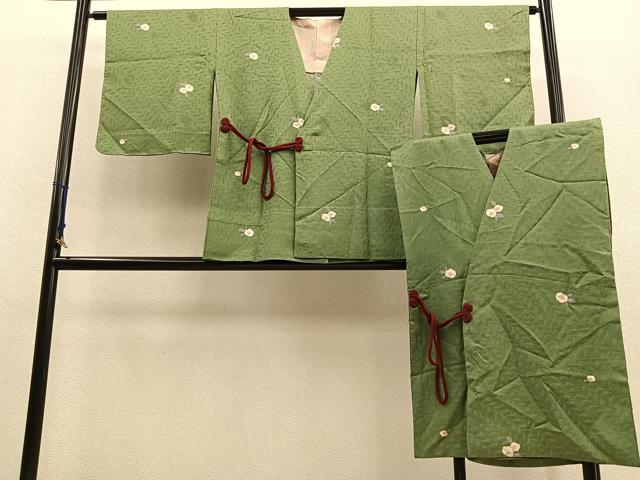 平和屋着物#道中着 袖なし道中着セット 単衣 椿 正絹 逸品 未使用 BAAU0037gt