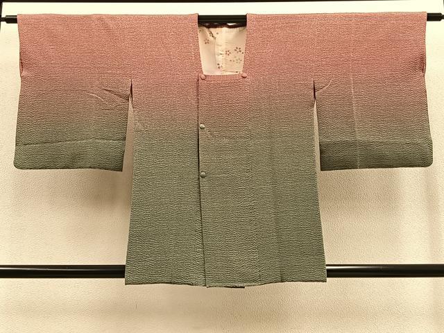 平和屋着物∞道行コート ふくれ織 暈し染め 正絹 逸品 BAAU0039gt
