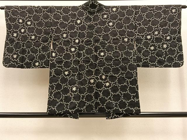 平和屋着物∞羽織 絞り 花尽くし 黒地 正絹 逸品 BAAU0045gt