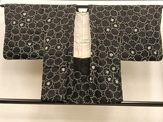 平和屋着物∞羽織 絞り 花尽くし 黒地 正絹 逸品 BAAU0045gt
