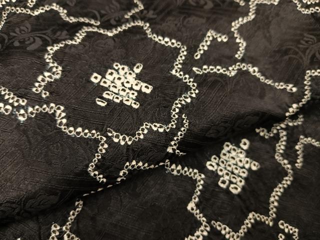 平和屋着物∞羽織 絞り 花尽くし 黒地 正絹 逸品 BAAU0045gt