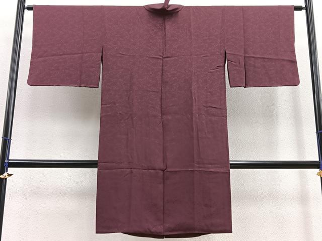 平和屋着物#道中着 ロング丈 唐草地紋 栗皮茶色 正絹 逸品 BAAU0046gt