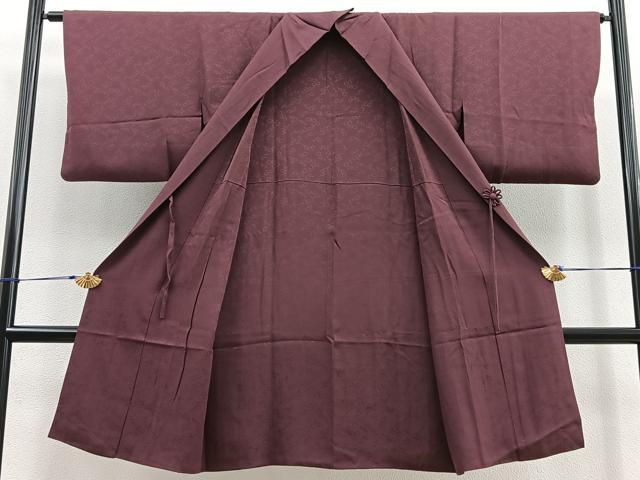 平和屋着物#道中着 ロング丈 唐草地紋 栗皮茶色 正絹 逸品 BAAU0046gt