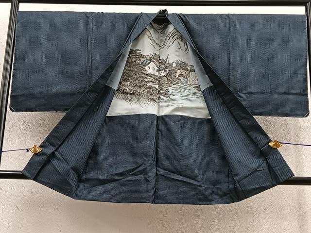 平和屋着物∞男性 羽織 本場大島紬 100亀甲 総詰め 正絹 逸品 未使用 BAAU0050gt