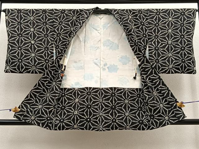 平和屋着物#羽織 総絞り 麻の葉文様 黒地 正絹 逸品 BAAU0076gt