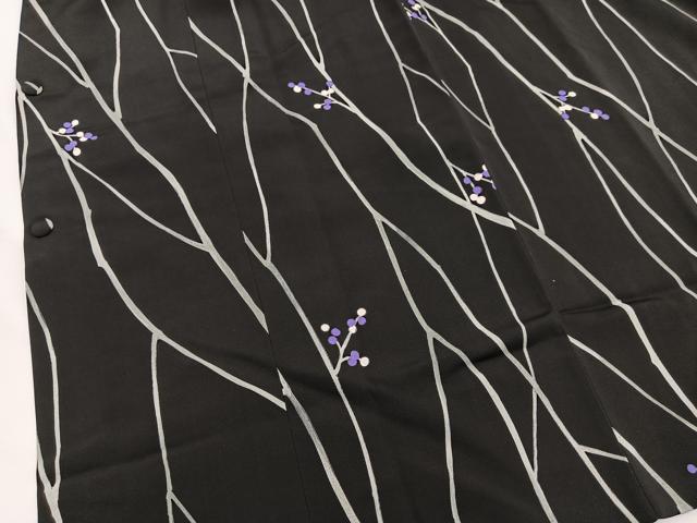 平和屋着物∞道行コート ろうけつ染め 木の実 黒地 正絹 逸品 未使用 BAAU0081gt