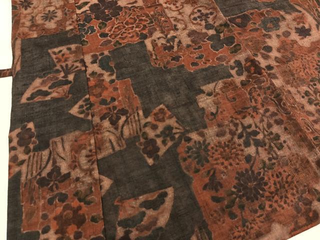 平和屋着物∞道中着 紬地 花鳥文 正絹 逸品 BAAU0101gt