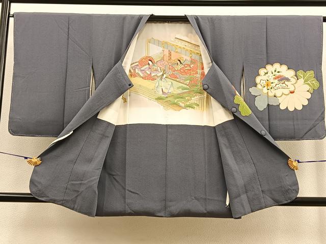 平和屋着物#道行コート 菊取り花文 金彩 正絹 逸品 未使用 BAAU0120gt