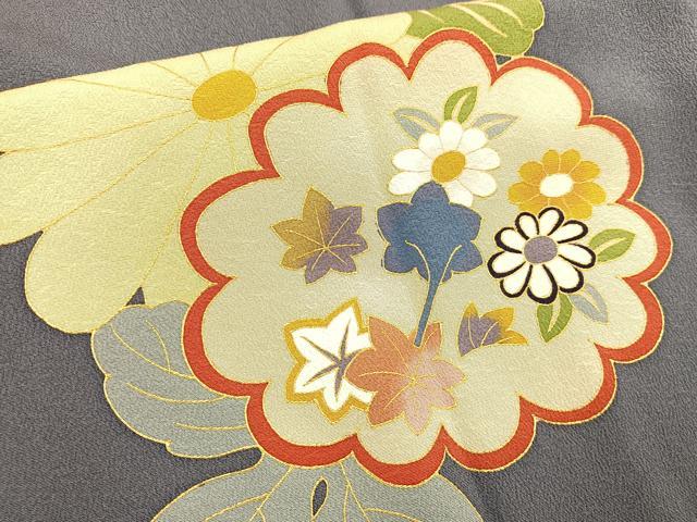 平和屋着物#道行コート 菊取り花文 金彩 正絹 逸品 未使用 BAAU0120gt