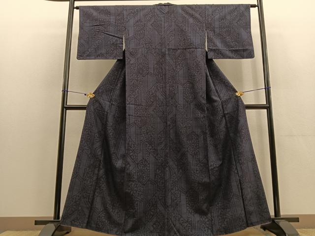 平和屋着物●結城紬 80亀甲 亀甲花文 正絹 逸品 BAAU0164gt
