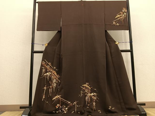 平和屋着物●訪問着 刺繍 市女笠花文 金糸 金彩 正絹 逸品 BAAU0166gt